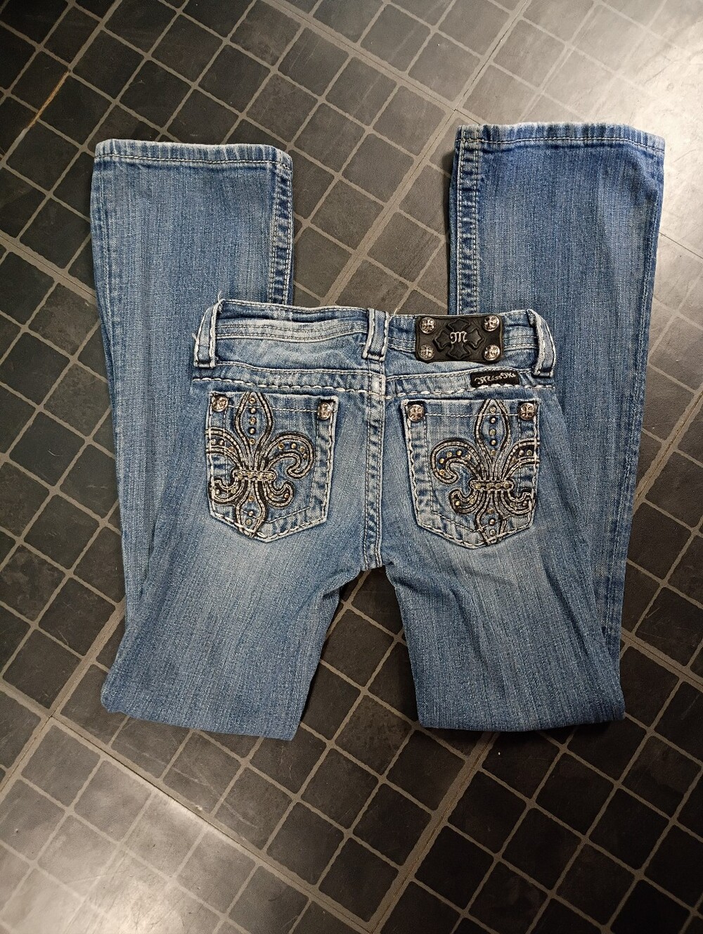 Girls Miss Me Light Blue Embellished Boot Cut Jeans